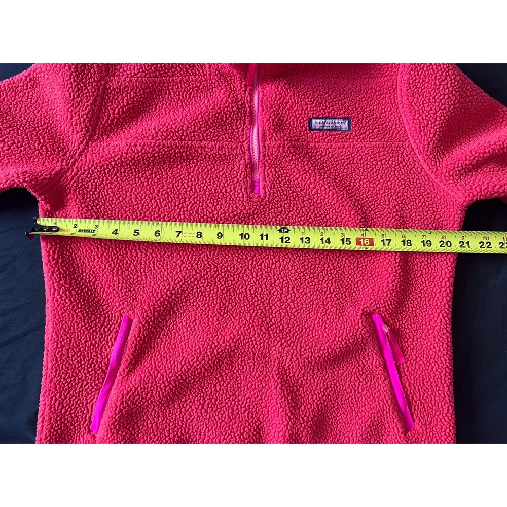 Vineyard Vines Women Red And Pink Pullover 1/4 Zip Sherpa Sweater Size Small - Picture 4 of 10